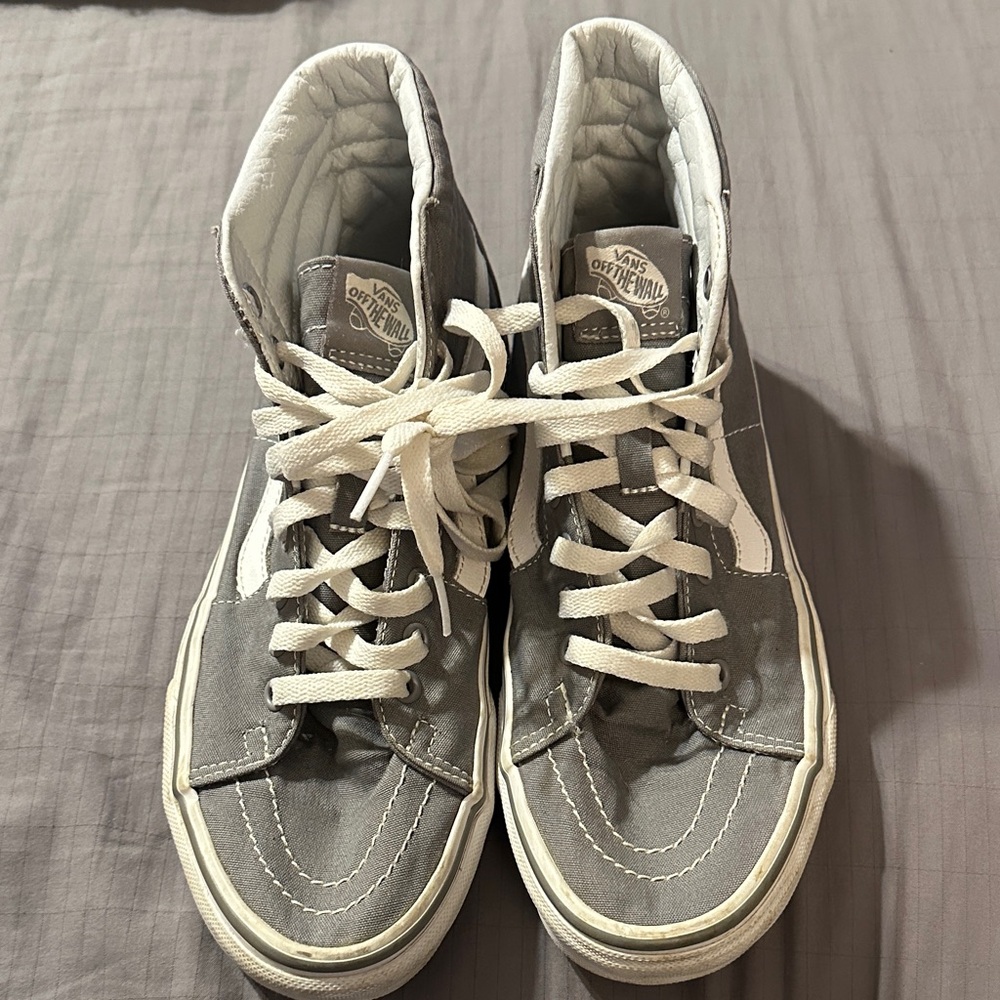 Vans Gray & White High-Top Skate Sneakers